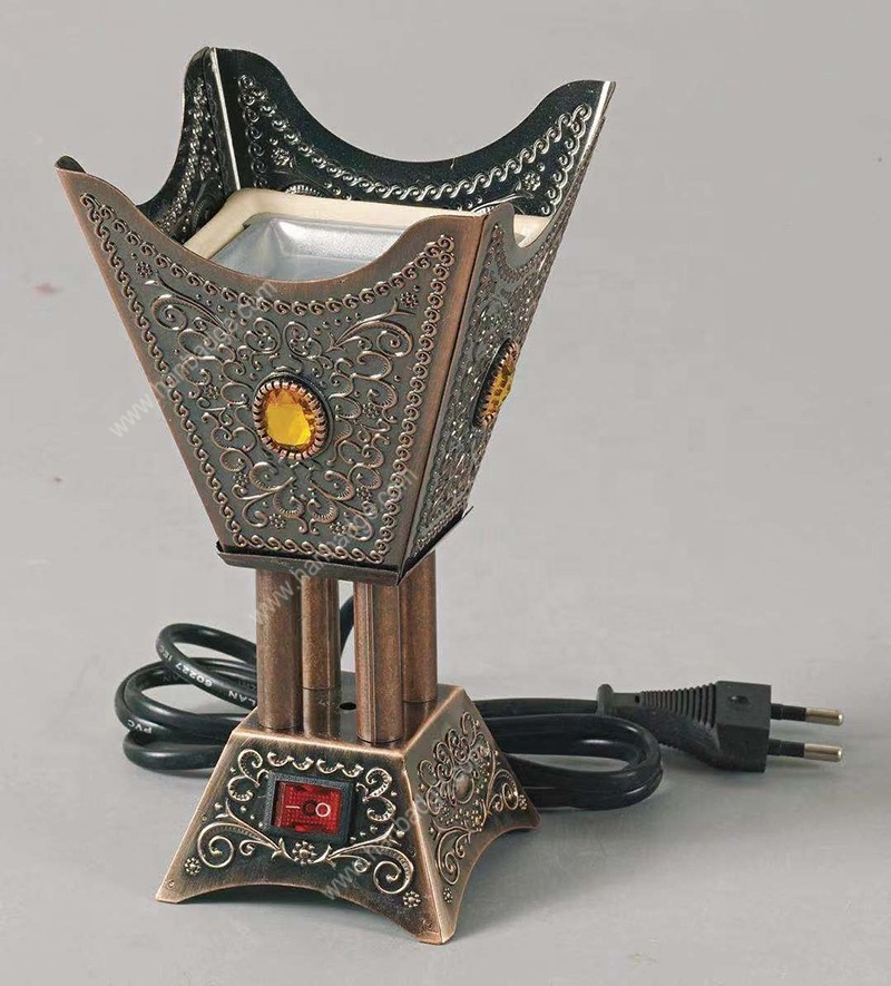 Square Arabic Portable Metal Electric Or Charcoal Oud Bakhoor Burner