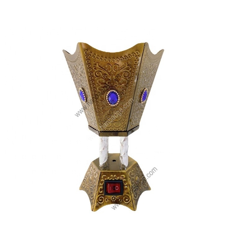 Hexagonal Shape Portable Metal Oud Bakhoor Incense Burner