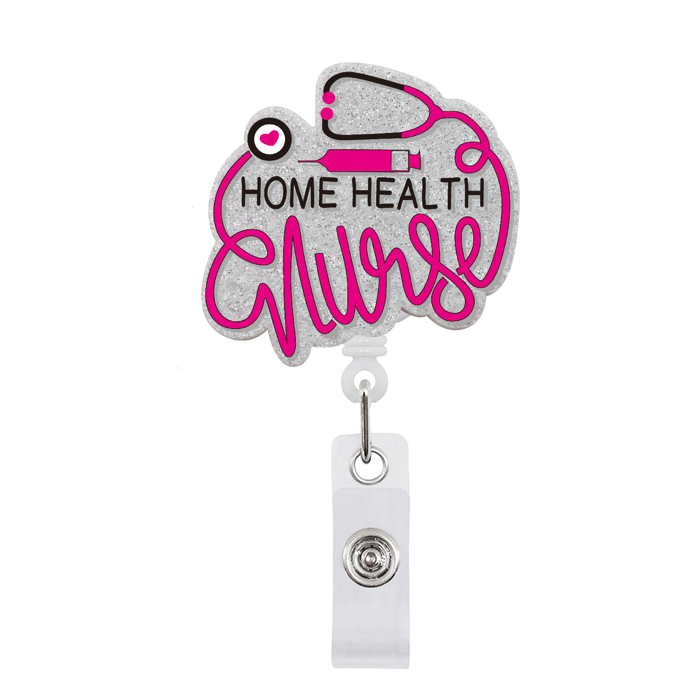 Medical Nurse Sublimation   logo Holder Retractable Alligator clip Yoyo ID card holder Acrylic Badge Reel