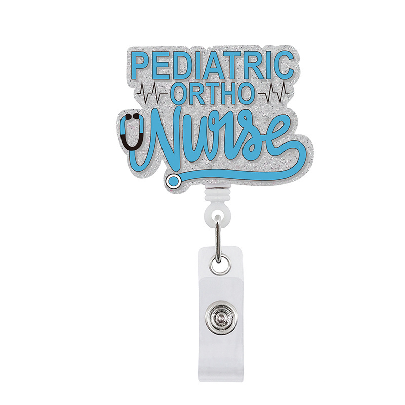 Medical Nurse Sublimation   logo Holder Retractable Alligator clip Yoyo ID card holder Acrylic Badge Reel