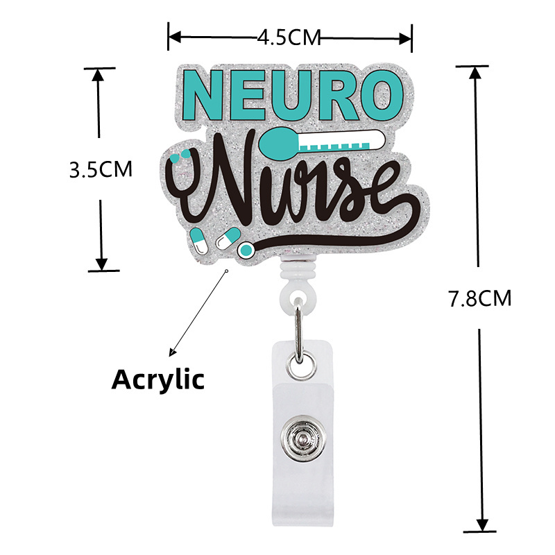 Medical Nurse Sublimation   logo Holder Retractable Alligator clip Yoyo ID card holder Acrylic Badge Reel