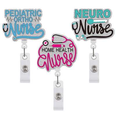 Medical Nurse Sublimation   logo Holder Retractable Alligator clip Yoyo ID card holder Acrylic Badge Reel