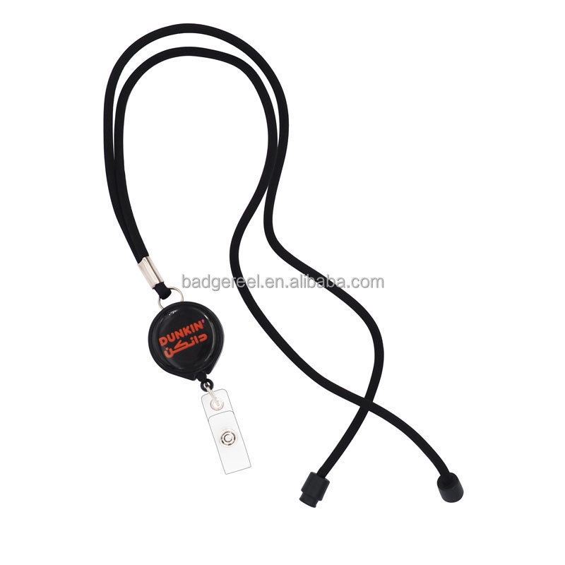 Polyester Id Card Round Neck Strap,Safety Rope Lanyard With magnetic ABS badge reel Round Rope, Plastic Safety Release Buck