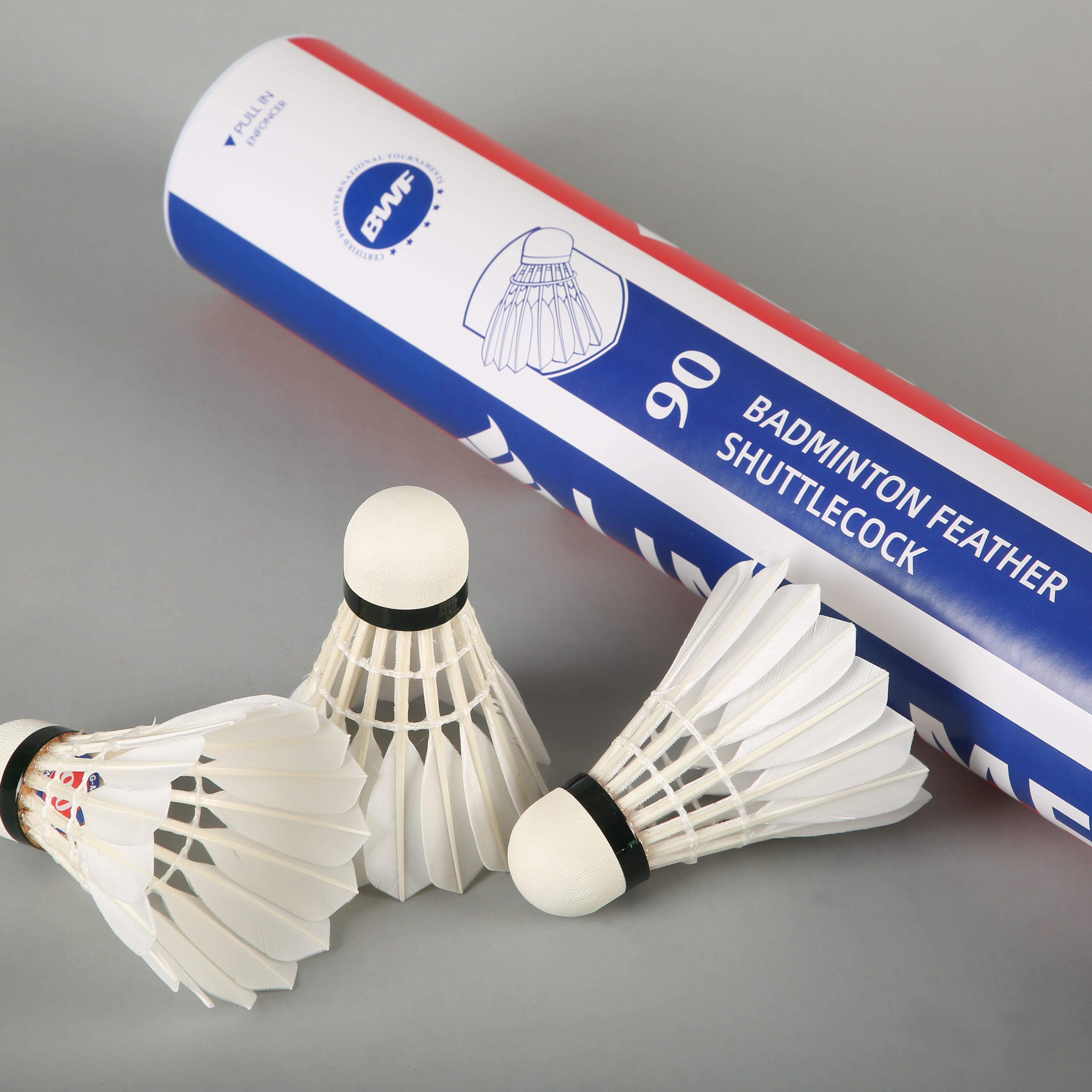 ling mei 90 BWF approved most durable goose feather cheap badminton shuttlecock for tournment