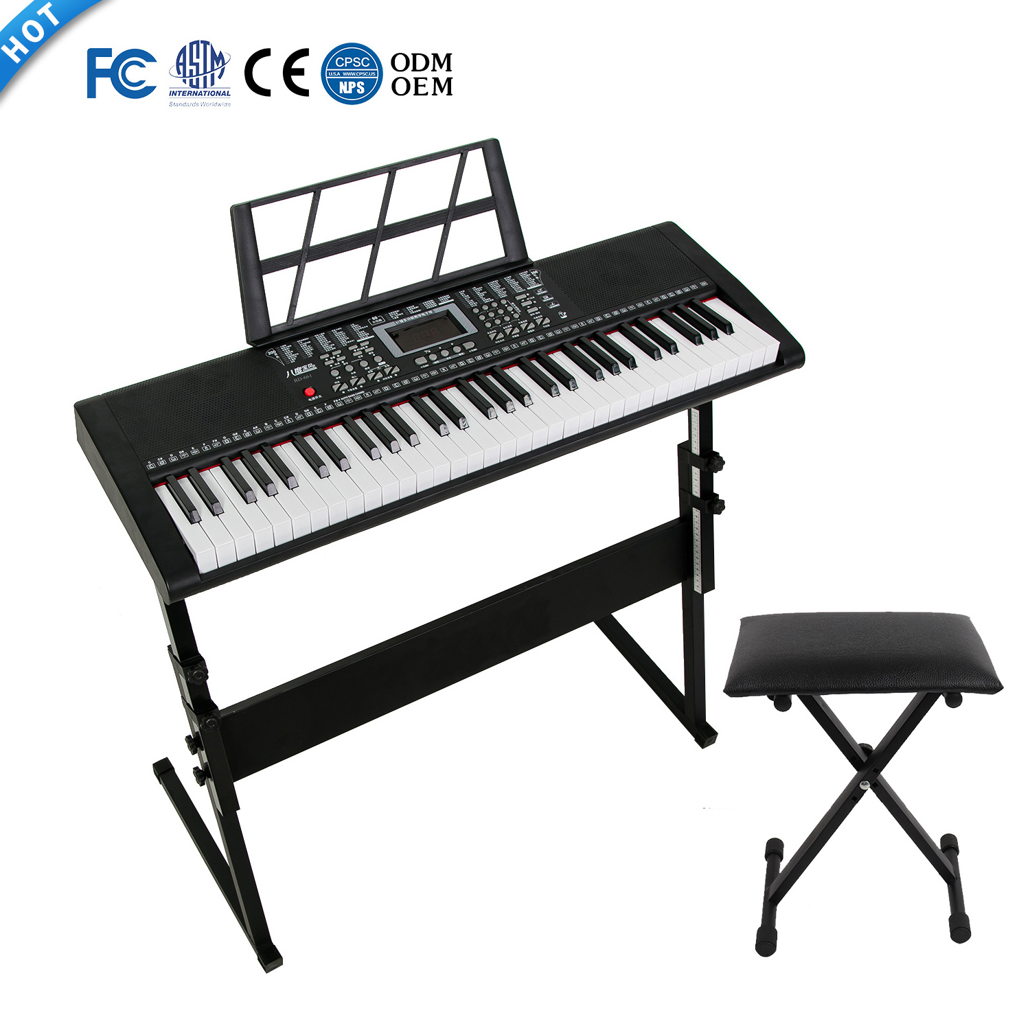 BD Music Large Size 61 Electronic Musical Organ Professional  Multi-function Digital Keyboard for Sale