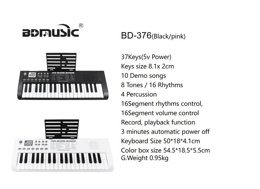 High Quality 37 Keys Digital Mini Piano Keyboard Electronic Organ Portable Piano with Microphone for Kids Certified Toy