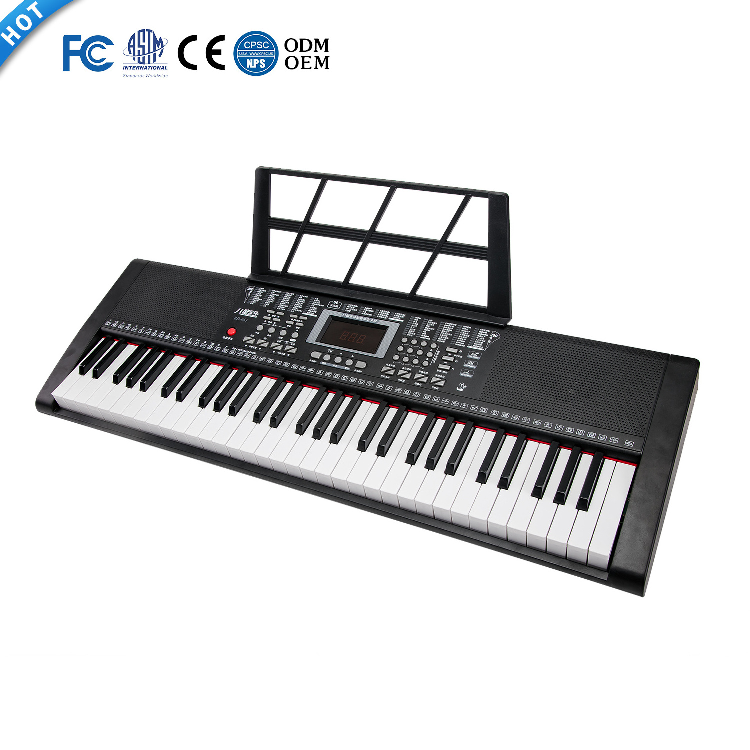 BD Music Large Size 61 Electronic Musical Organ Professional  Multi-function Digital Keyboard for Sale