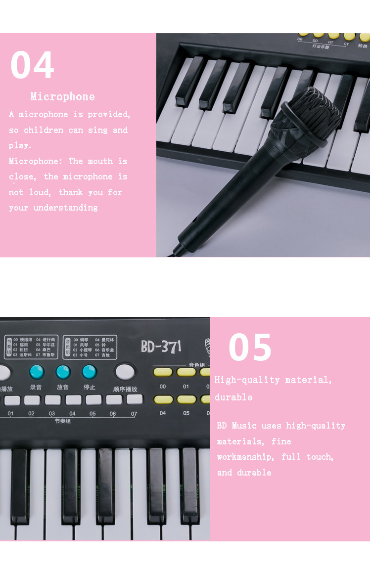 High Quality 37Keys Kids Toy Musical Keyboard Electronic Organ Baby Piano Electronic Keyboard Teclado For Beginner