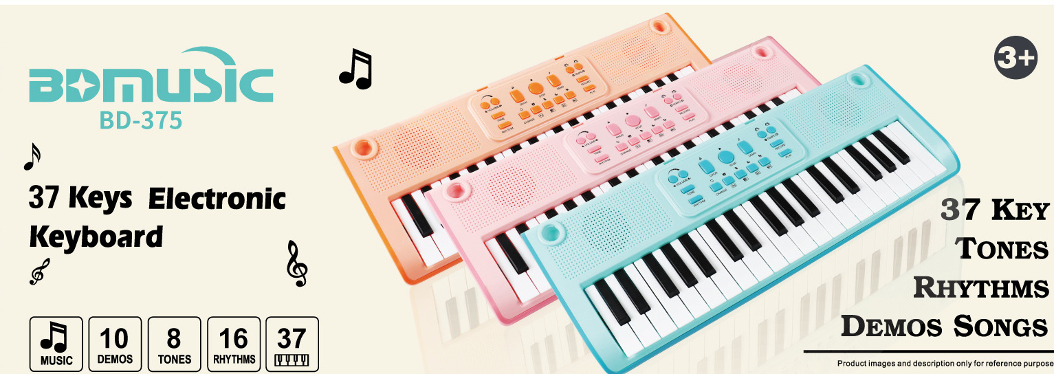 Girls Musical Instruments Gift Toy Portable 37 Keys Digital Keyboard with Microphone Electron Organ Piano for Children