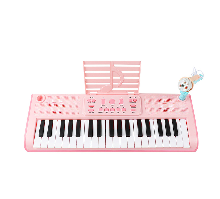 Girls Musical Instruments Gift Toy Portable 37 Keys Digital Keyboard with Microphone Electron Organ Piano for Children