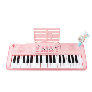 Girls Musical Instruments Gift Toy Portable 37 Keys Digital Keyboard with Microphone Electron Organ Piano for Children