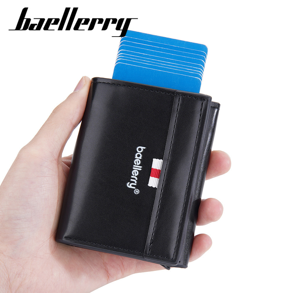 baellery Minimalist rfid wallet card holder box pop up automatic wallet Aluminum Metal Bank Card Case pop up wallet with id card