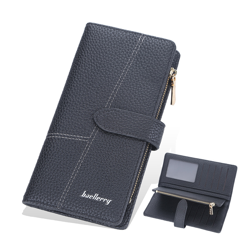 baellerry deluxe branded leather wallet Multiple Card Slots long lady wallet slim Zipper bifold wallets with rfid anti-theft