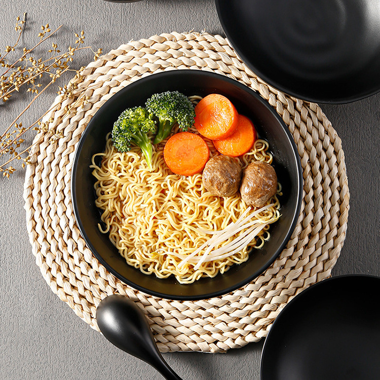 custom print black matte melamine noodle bowl for japanese restaurant serving ramen bowl