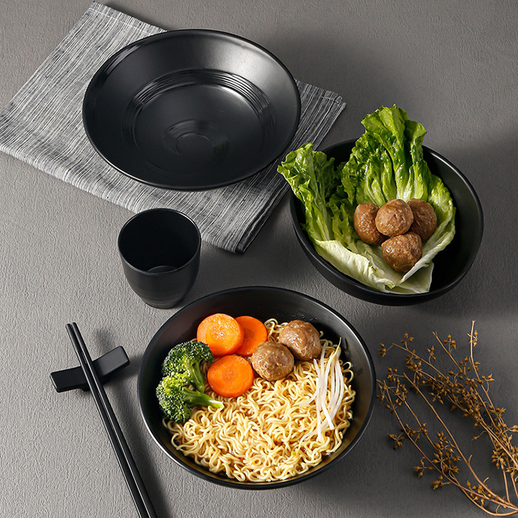 custom print black matte melamine noodle bowl for japanese restaurant serving ramen bowl