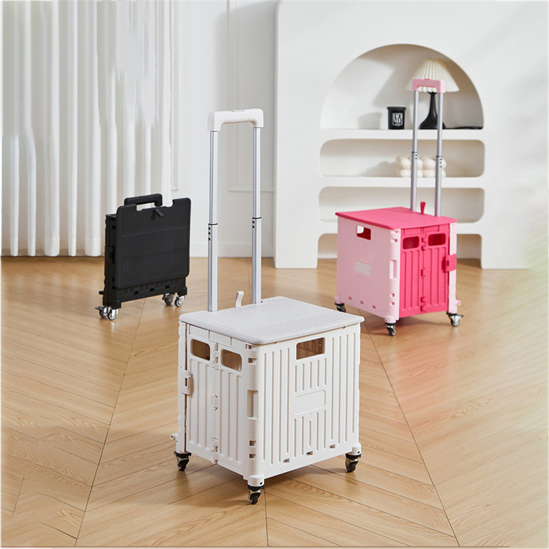 Bafuluo plastic shipping cart with wheels compact folding portable cart saves space lightweight easy to move