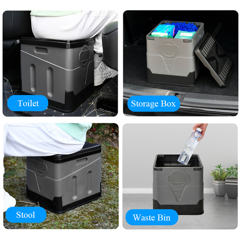 New Design 150kg Heavy Loading Foldable Plastic Folding Car Toilet for Outdoor Emergency