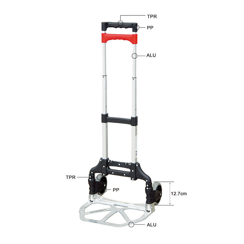 Hot Selling Aluminium Luggage Cart Foldable Folding Hand Trolley for Shopping