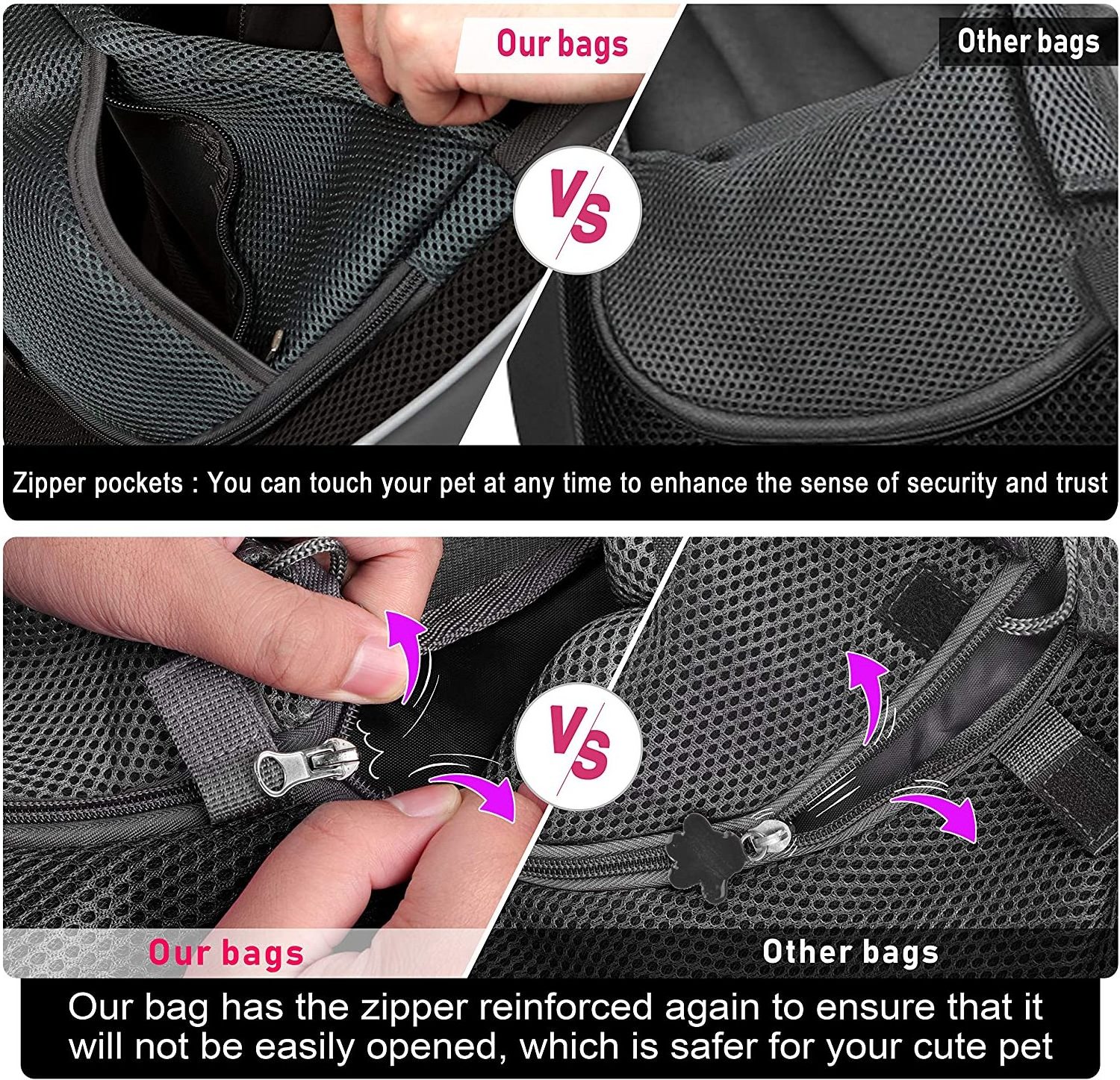 ISO9001 Adjustable Strap Mesh Hand Free Dog Satchel Carrier Crossbody Bag Pet Dog Carrier Bag