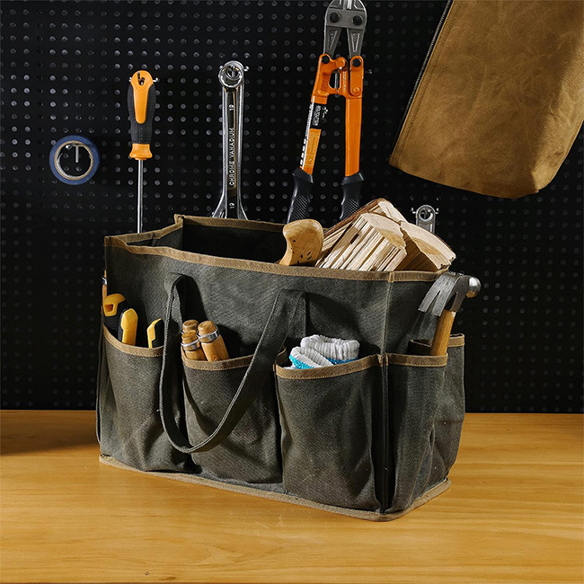 OEM factory Waterproof Canvas Fabric Carpenters Plumbers  Heavy Duty Electrical Electricians garden Tool Bag