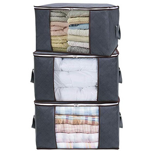 2019 New 3 Pack Reinforced Handle Large Capacity Clothes Foldable Storage Bag Organizer