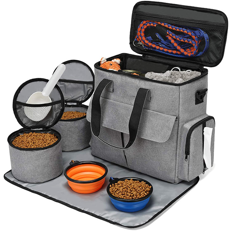 Airline Approved Pet Travel Tote Bag Weekend Dog Food Carriers Organizer Kit Bags Dog Travel Bag