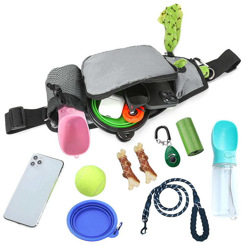 BSCI OEM factory custom training Hiking Hands Free Dog Treat Pouch pet Waist Belt Fanny Pack