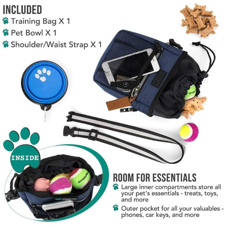 Dog Treat Pouch Dog Training Pouch Bag with Waist Shoulder Strap