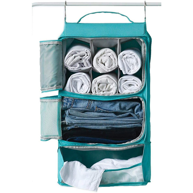 OEM factory durable Nylon Hanging Portable Luggage Suitcase Closet Shelving Organizer Hanging Closet Organizers