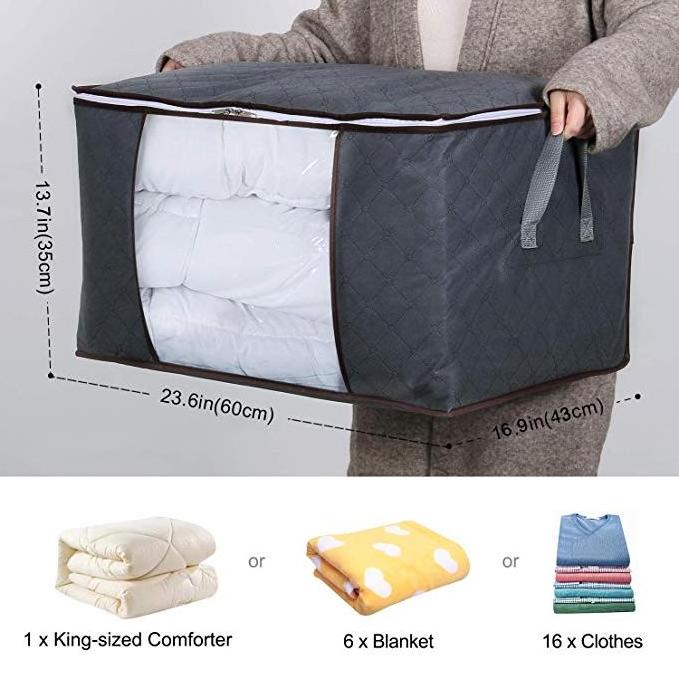 2019 New 3 Pack Reinforced Handle Large Capacity Clothes Foldable Storage Bag Organizer