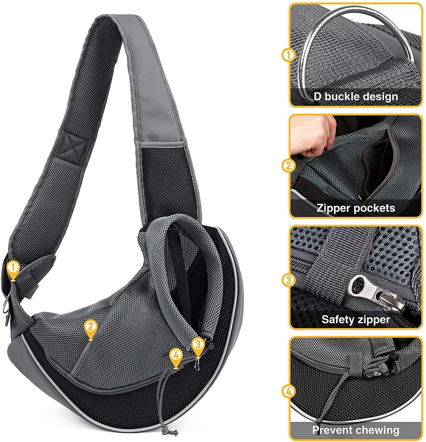 ISO9001 Adjustable Strap Mesh Hand Free Dog Satchel Carrier Crossbody Bag Pet Dog Carrier Bag