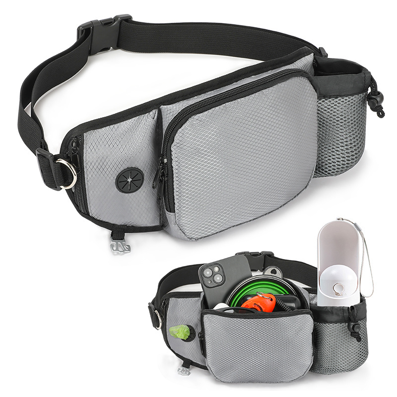 BSCI OEM factory custom training Hiking Hands Free Dog Treat Pouch pet Waist Belt Fanny Pack