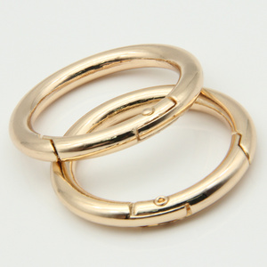 Latest shiny gold color metal spring gate ring for handbag use bag fittings