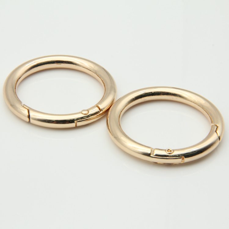 Latest shiny gold color metal spring gate ring for handbag use bag fittings