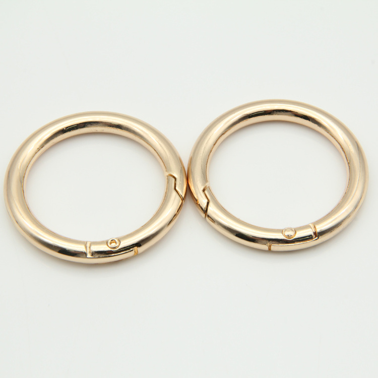 Latest shiny gold color metal spring gate ring for handbag use bag fittings