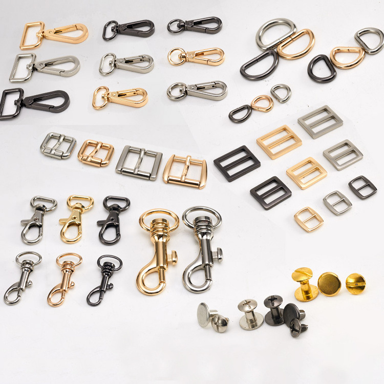 Manufacturer's Wholesale Ring Buckle Different Types of Bag accessories Hardware Parts Alloy Swivel Spring Pin Buckle Snap Hook