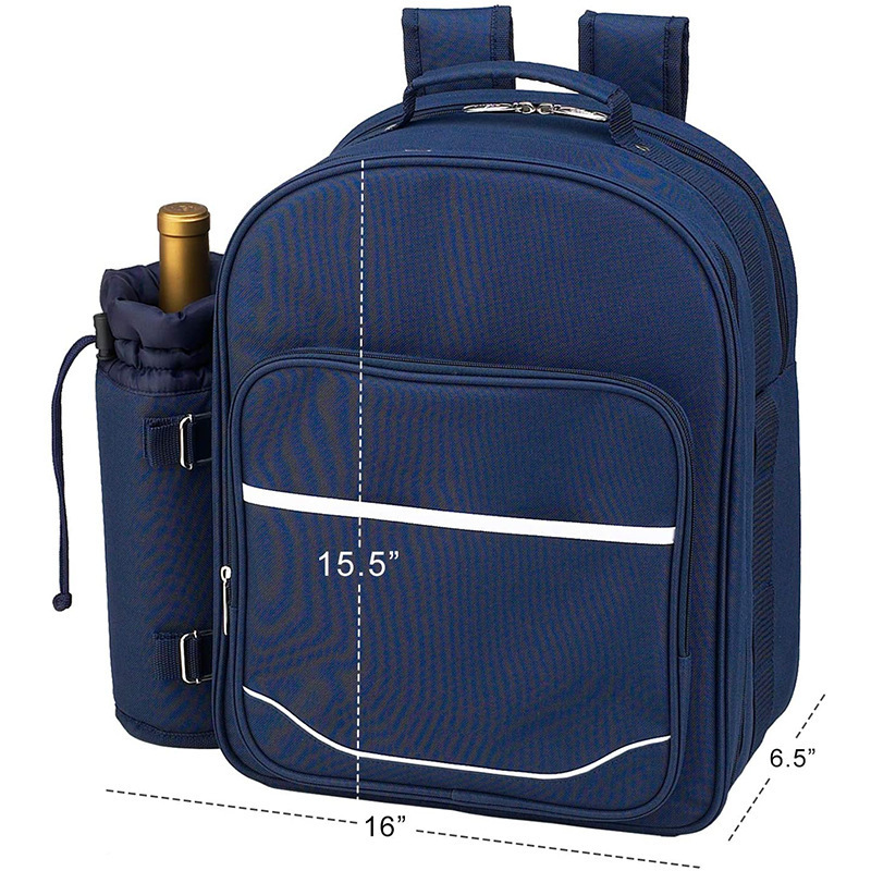 Picnic Backpack Set for 4 Person with Cooler Compartment, Picnic Bag with Waterproof Pouch