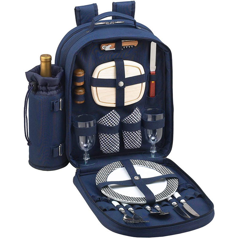 Picnic Backpack Set for 4 Person with Cooler Compartment, Picnic Bag with Waterproof Pouch