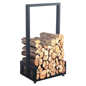 Outdoor Indoor 4 Feet Iron Heavy Duty Iron Metal Firewood Storage Log Rack Holder