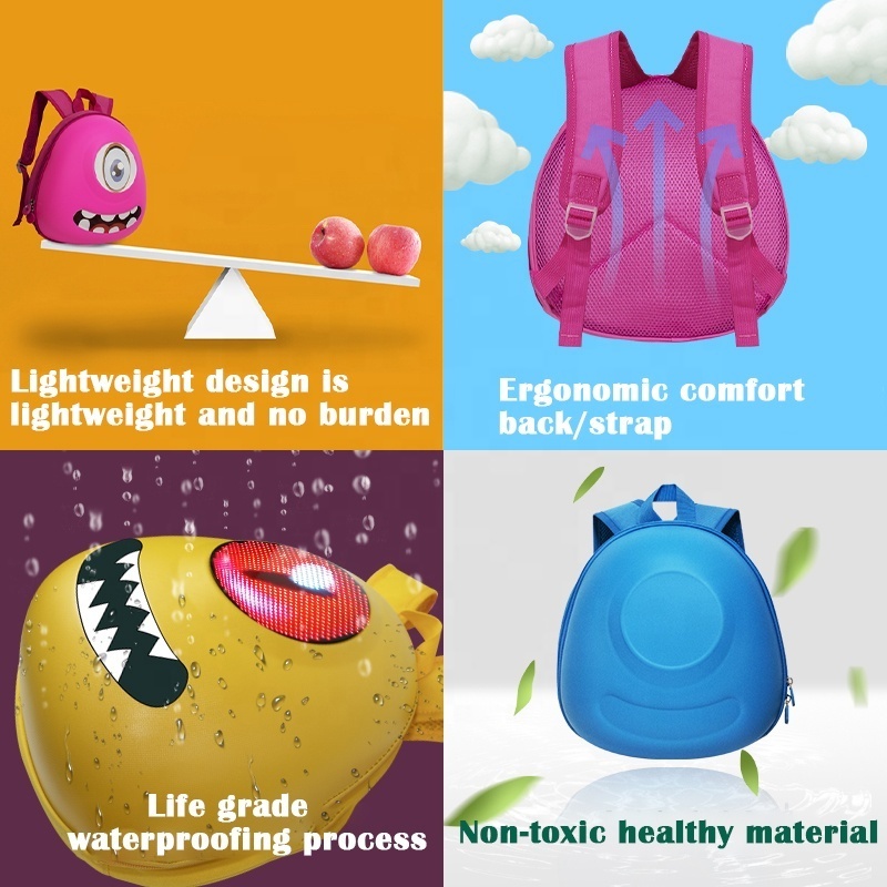 Factory Direct Sale Wholesale Price Smart Kids LED Backpack Walk Advertising Hiking School Bag with LED Display Screen