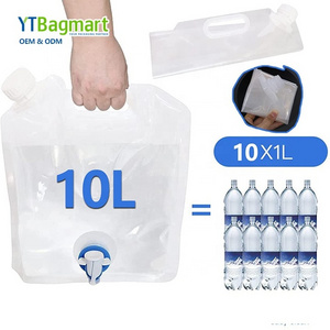 Stand Up Collapsible Plastic Bottle Foldable Reusable Water Bags Pouch 5 10 Liter