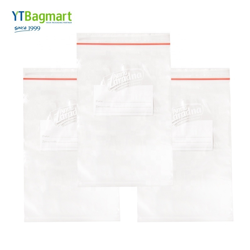 Factory Custom Plastic LDPE Ziplock Bag Clear Freezer Bags with Double Zip-lock for Food