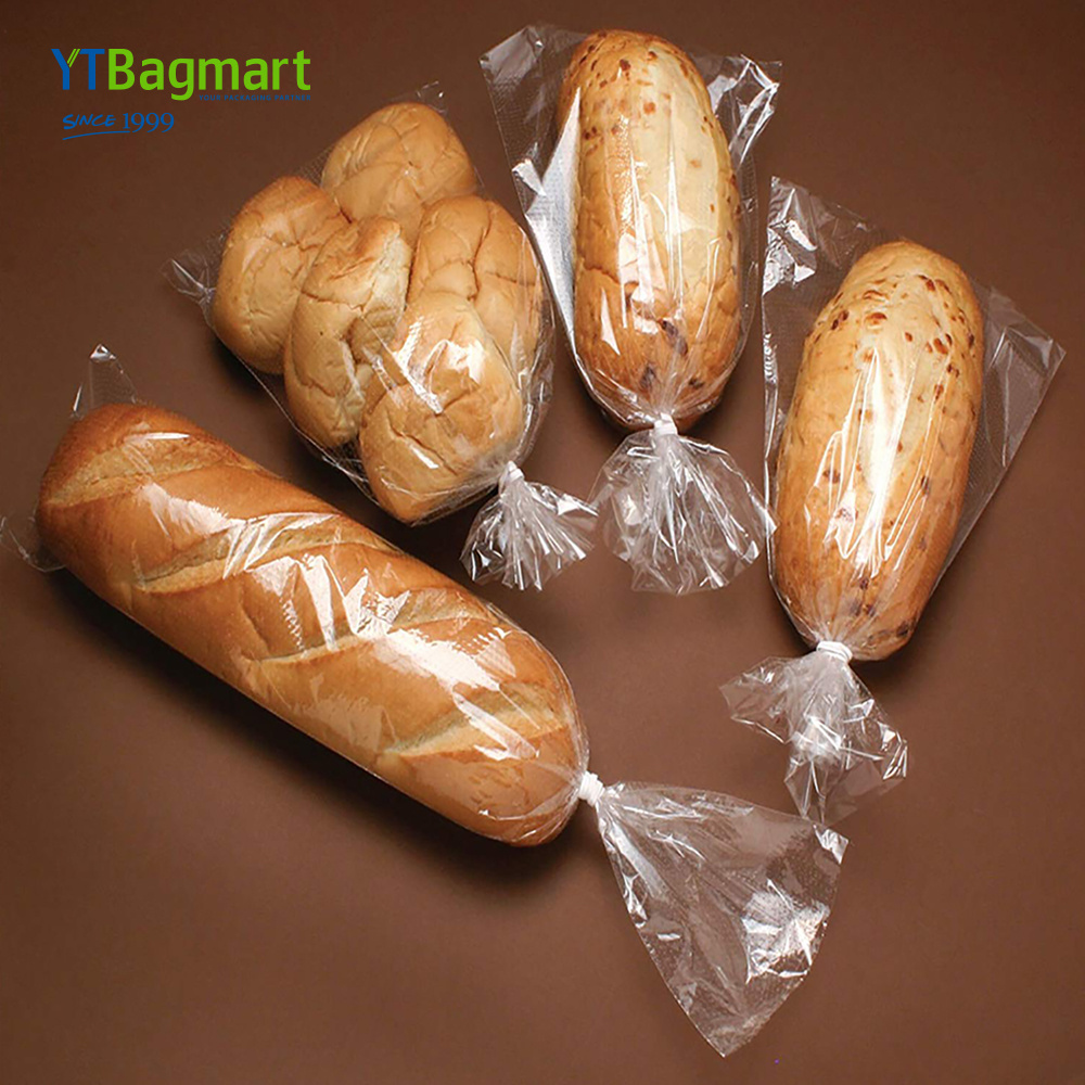 YTBagmart Wholesale Custom Logo Food Grade Transparent Flat Poly Micro Perforated Bag Bakery Plastic Bag For Bread