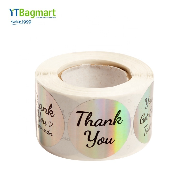 High Quality Waterproof Custom Label Adhesive Packaging Circle Round Thank You Sticker Sheet