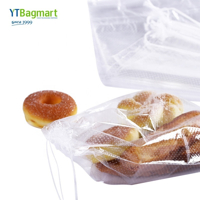 YTBagmart Wholesale Custom Logo Food Grade Transparent Flat Poly Micro Perforated Bag Bakery Plastic Bag For Bread