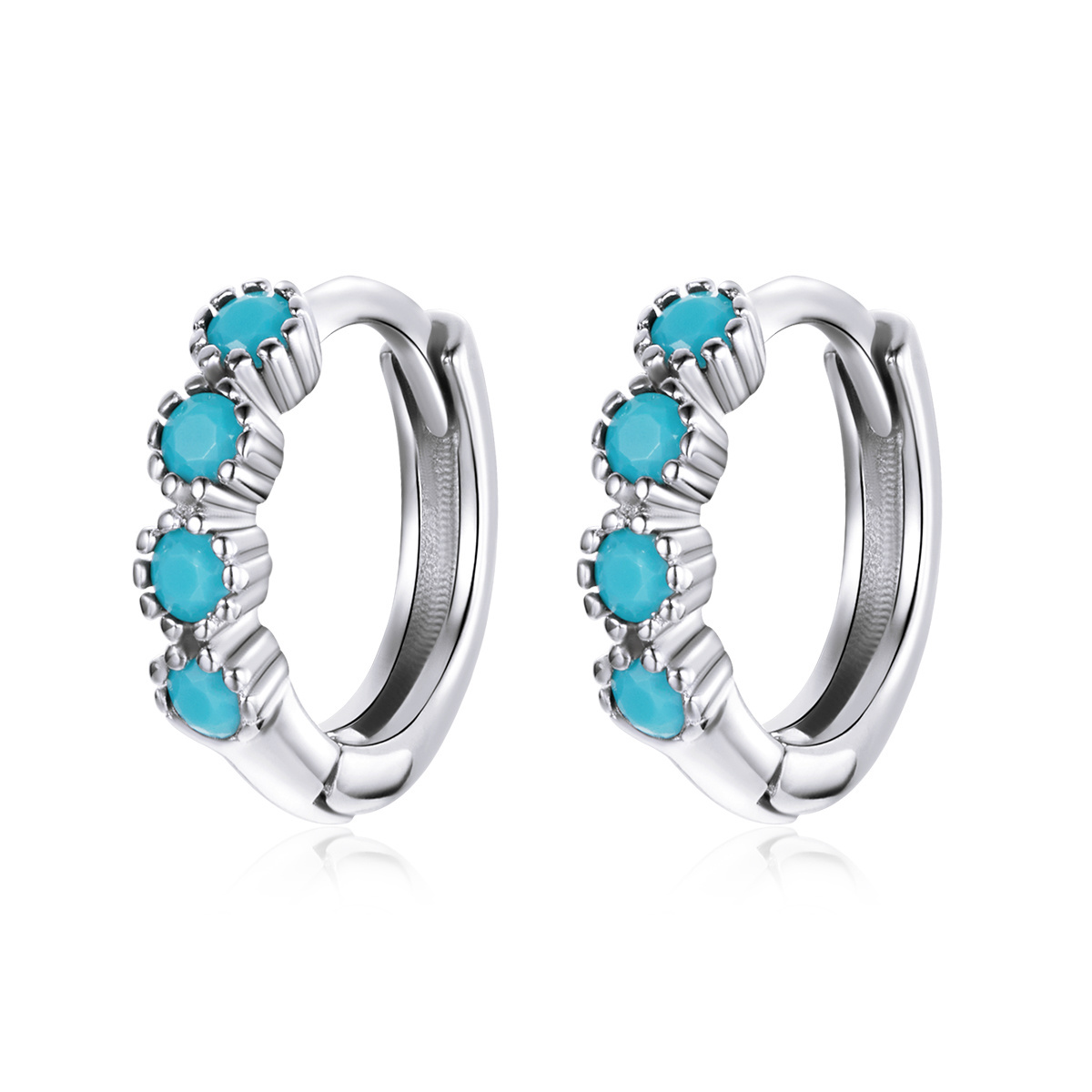 Hot-selling electroplating fashion earring silver925 simple geometric blue diamond earrings collection illustration