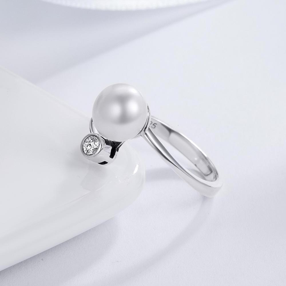 BAGREER SCR172 New Jewelry Freshwater Cultured Pearl Ring 925 Sterling Silver Adjustable Open Ring Girls Women CZ Diamond