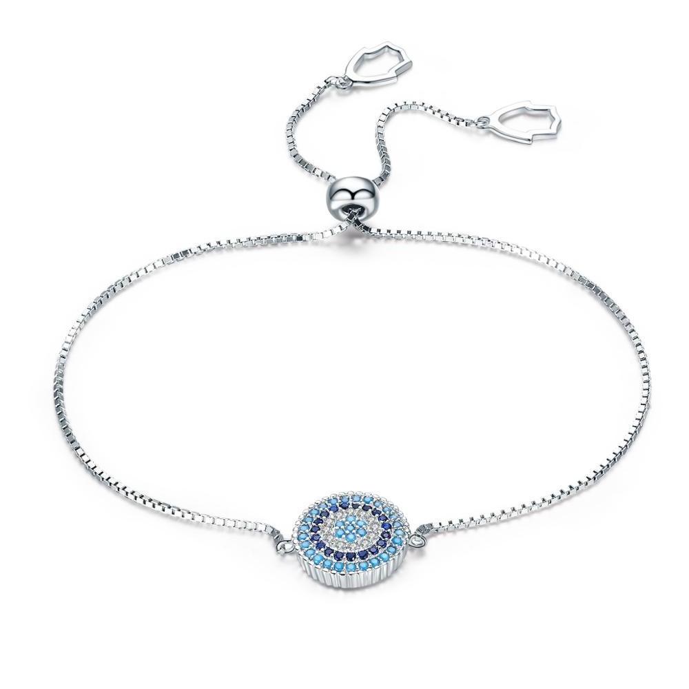 BAGREER SCB005 Wholesale elegant S925 silver lady CZ bracelet band stretch blue eye Turkey fine bracelet