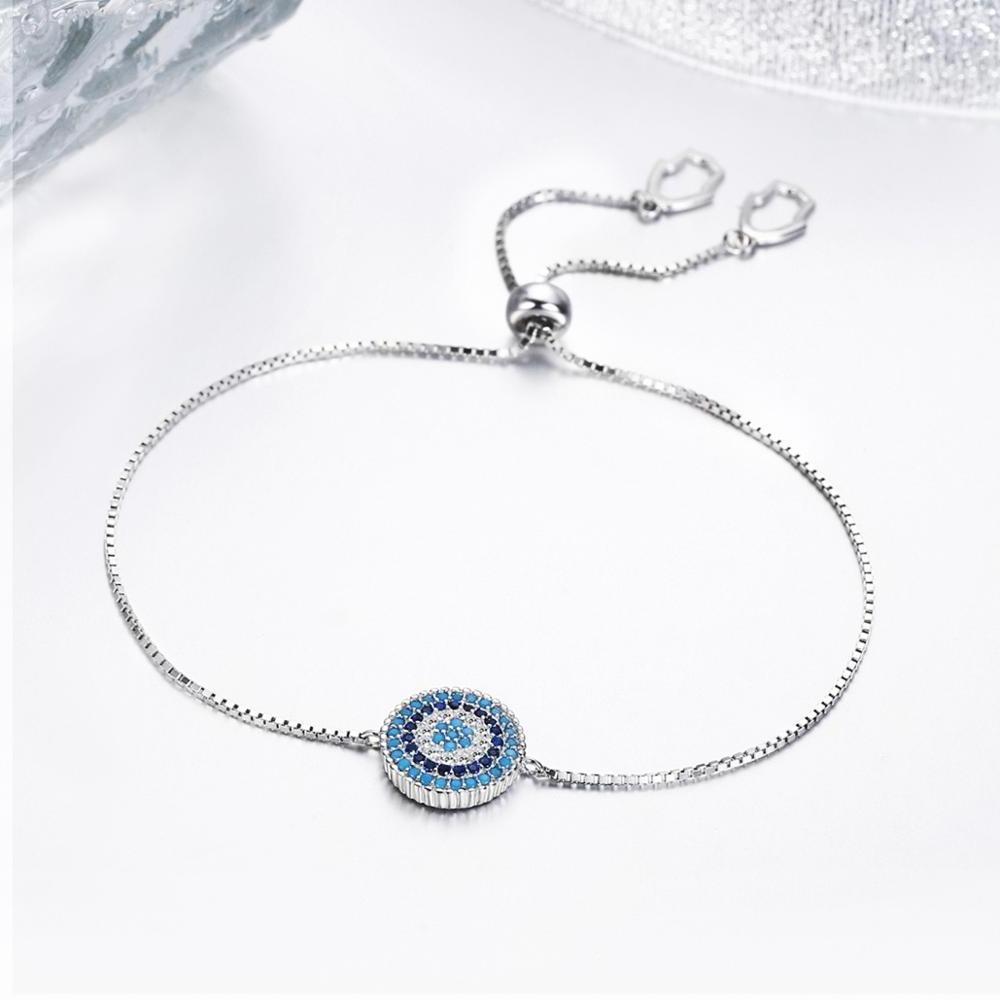 BAGREER SCB005 Wholesale elegant S925 silver lady CZ bracelet band stretch blue eye Turkey fine bracelet