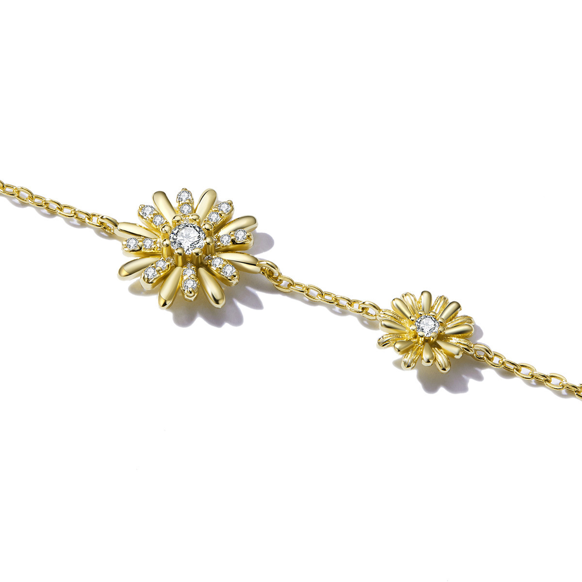 2021 new 925 silver gilded bright daisy custom women's bracelet